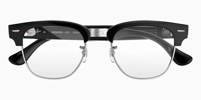Ray-Ban Meta Audio Clubmaster in Shiny Black with clear lenses (official Meta press photo)